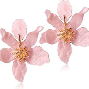 Magical Pink Flower Statement Earrings